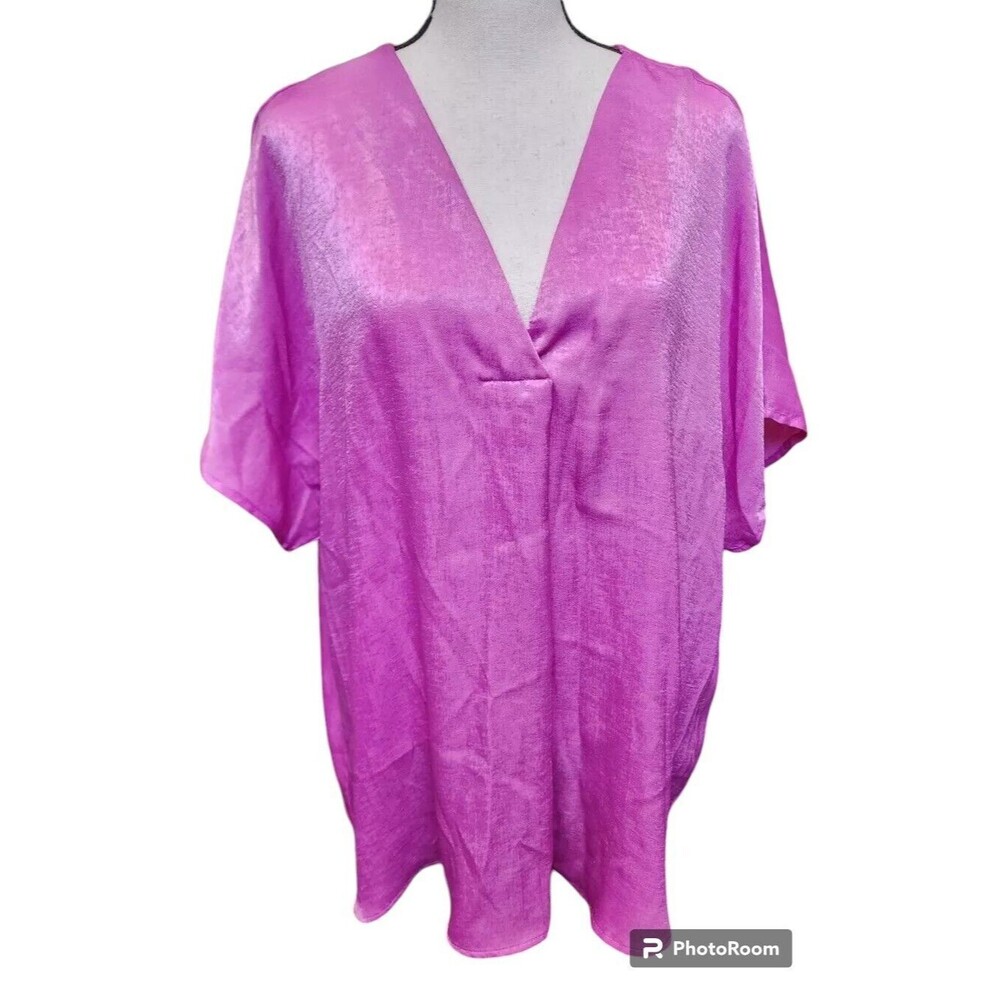 ANDREE BY UNIT 1X Silky Soft Mauve Top Flowy Lightweight Slight Sheen